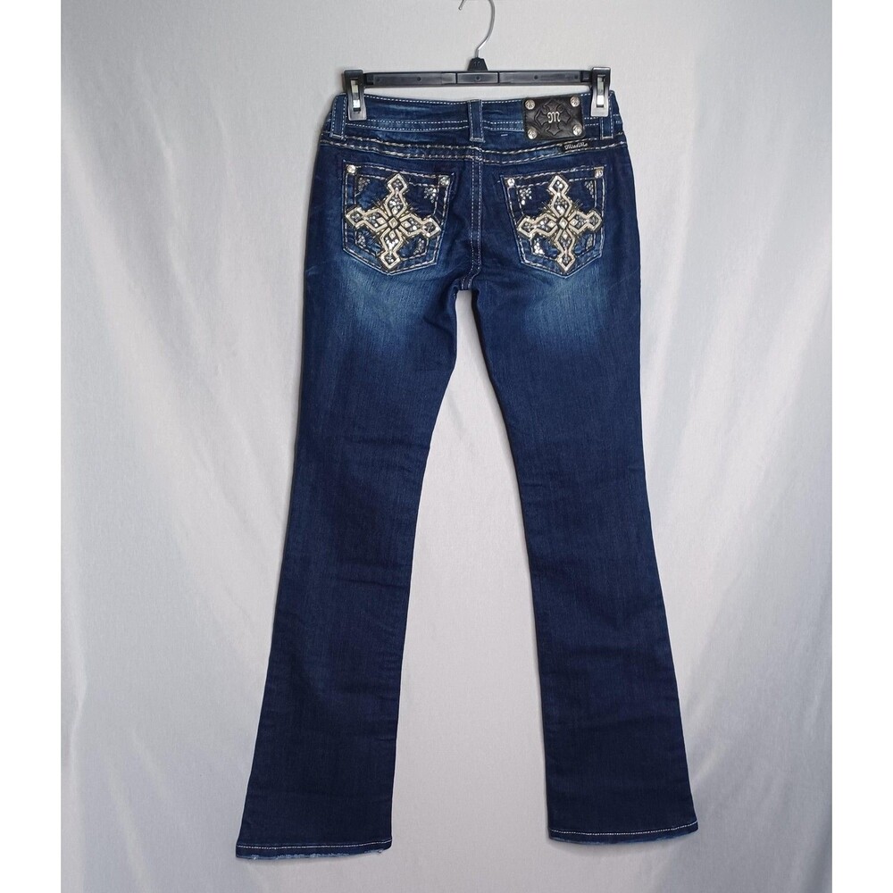 Miss Me Signature Boot Jeans Womens 28 Dark Wash Embellished Denim Pants
